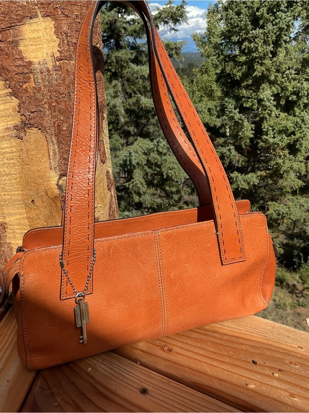 Vintage Fossil ZB9015 Cognac Leather Satchel- Like New Condition - Picture 8 of 16